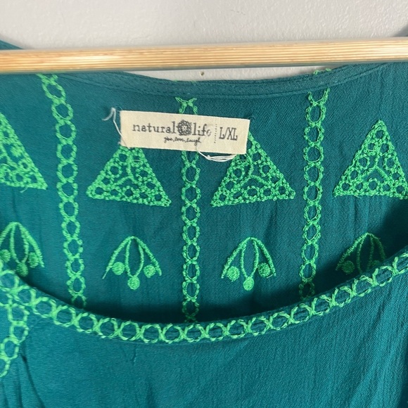 Natural life blue green embroidered mini dress size large/extra large - Picture 3 of 5